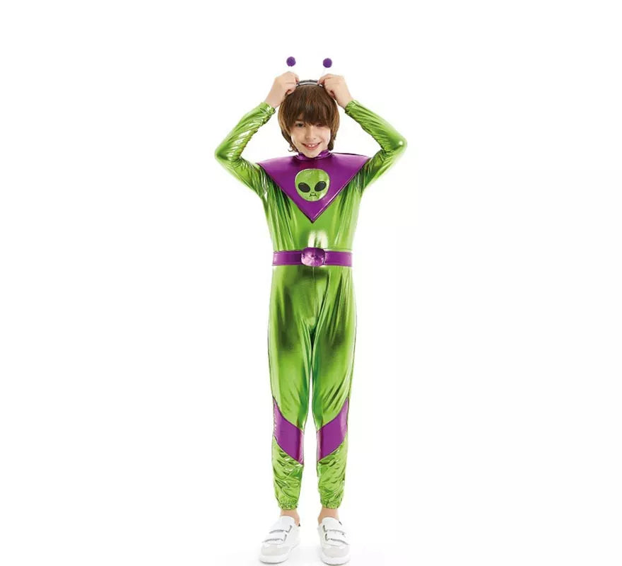 Disfraz de Extraterrestre verde y morado para niño