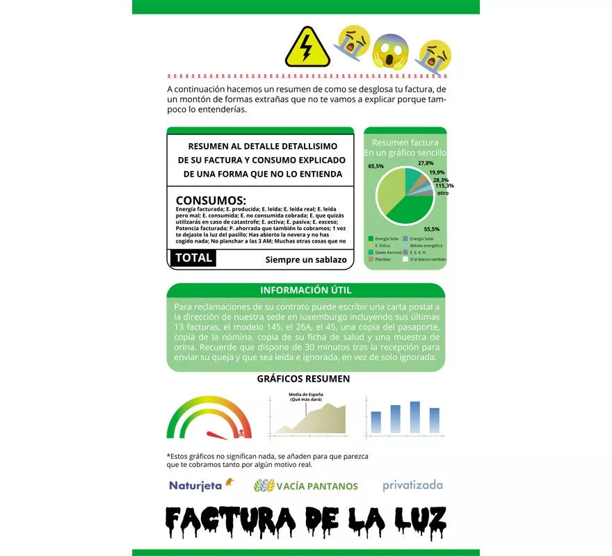Disfraz de Factura de la Luz para adultos