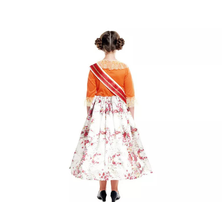 Translation missing: en.Disfraz de Fallera Naranja estampado para niña
