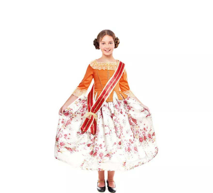 Translation missing: en.Disfraz de Fallera Naranja estampado para niña