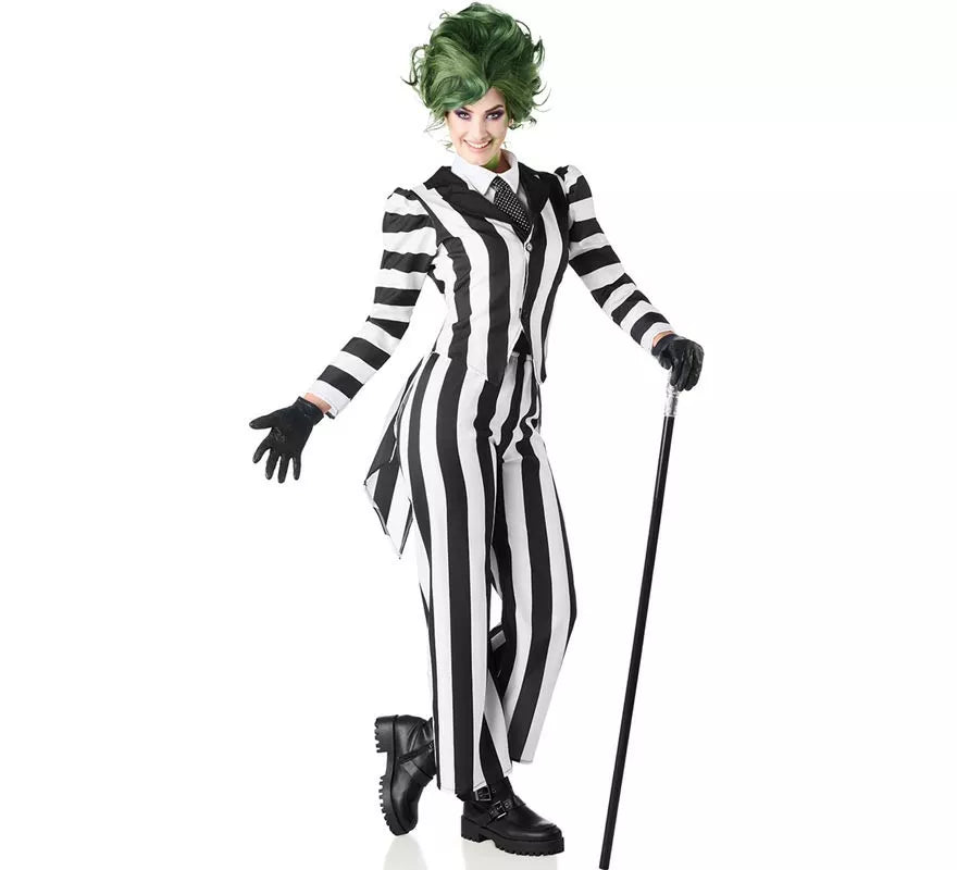 Disfraz de Fantasma de traje blanco y negro para mujer