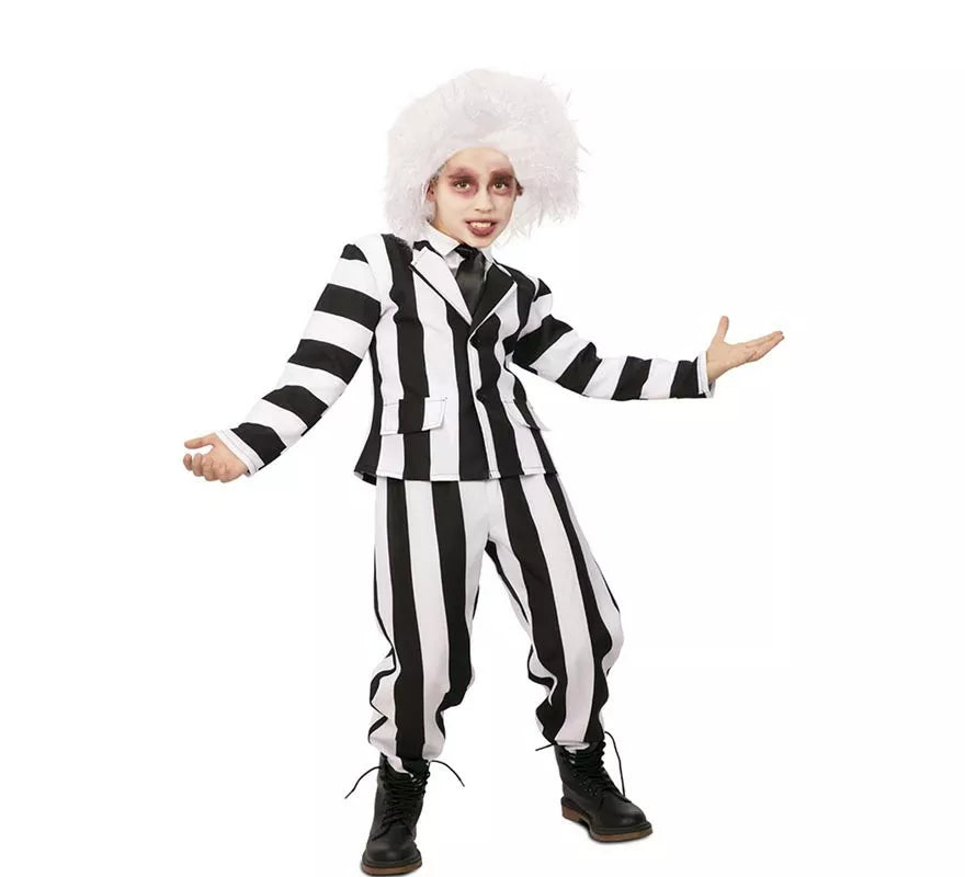 Translation missing: en.Disfraz de Fantasma de traje divertido a rayas para niño