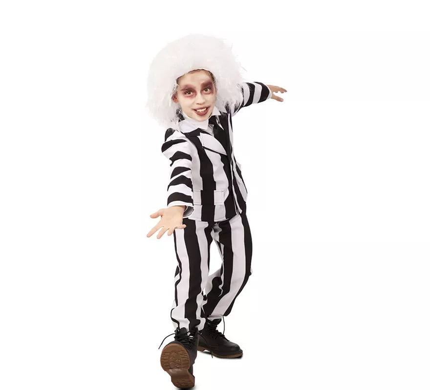 Disfraz de Fantasma de traje divertido a rayas para niño