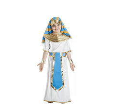 White and blue Egyptian Pharaoh costume for children