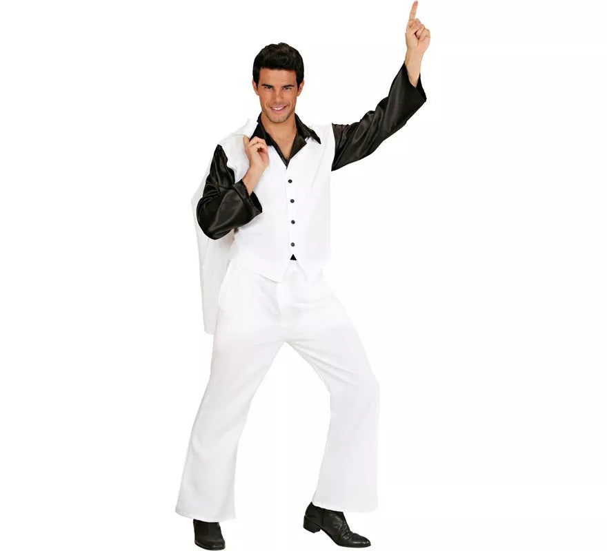 Disfraz de Fiebre Disco en traje blanco para hombre