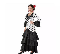 Black and white flamenco or Sevillana costume for women