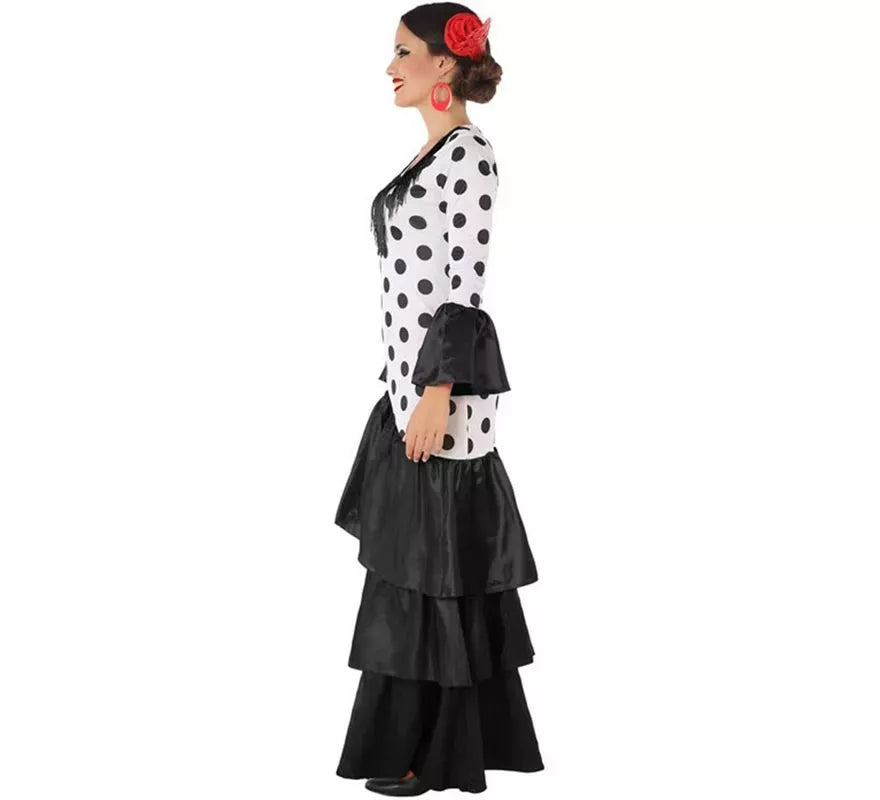 Translation missing: en.Disfraz de Flamenca o Sevillana blanco y negro para mujer