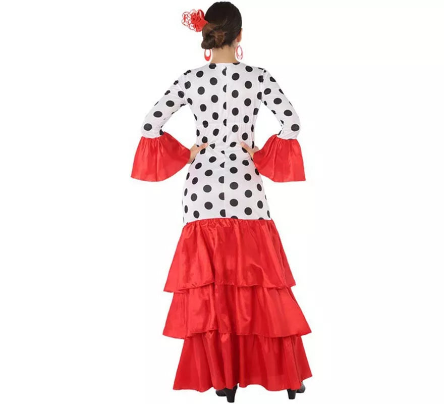 Translation missing: en.Disfraz de Flamenca o Sevillana blanco y rojo para mujer