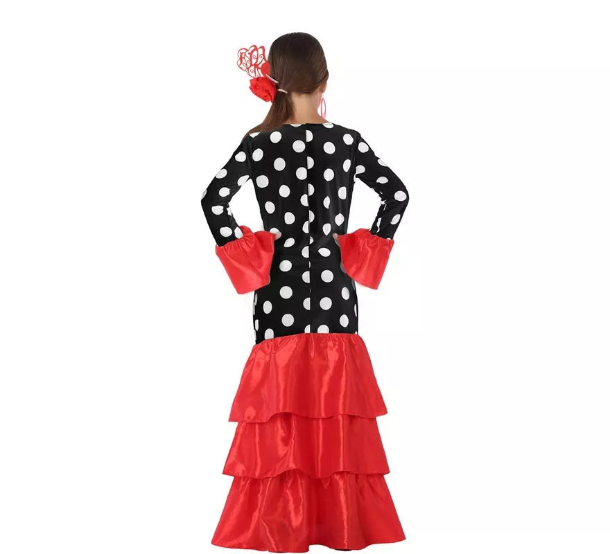 Translation missing: en.Disfraz de Flamenca roja lunares para niña