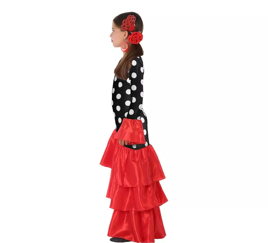 Translation missing: en.Disfraz de Flamenca roja lunares para niña