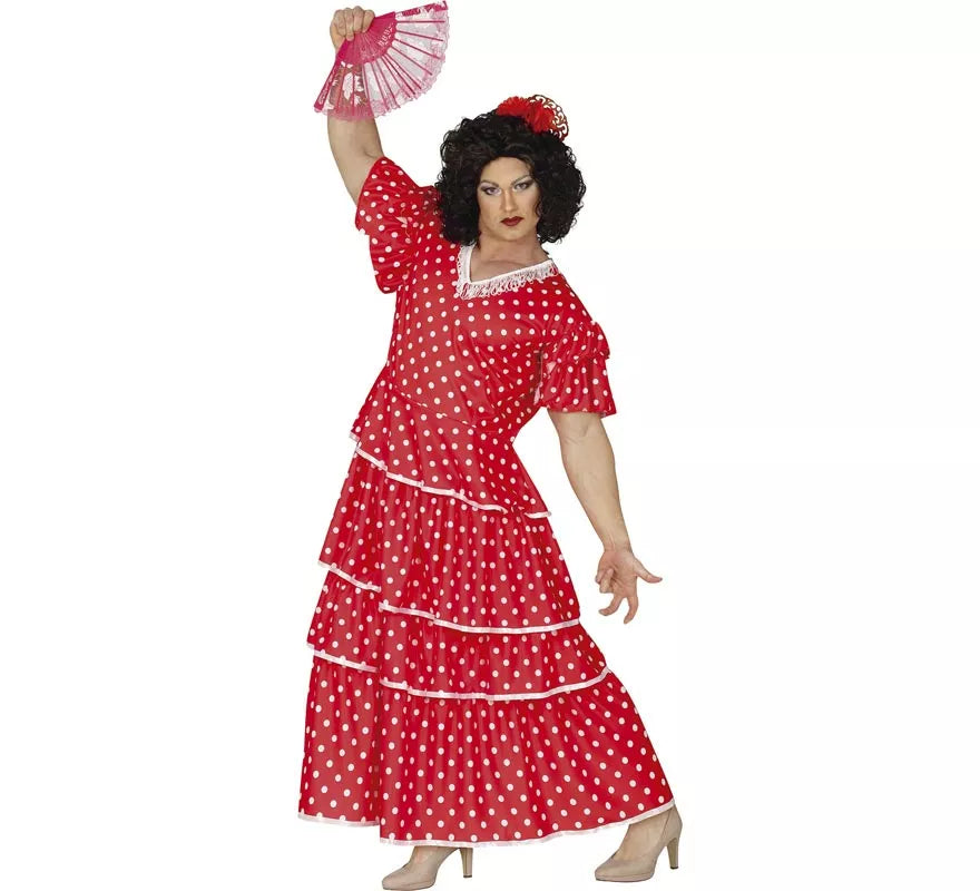 Disfraz de Flamenca Rojo a Lunares para hombre