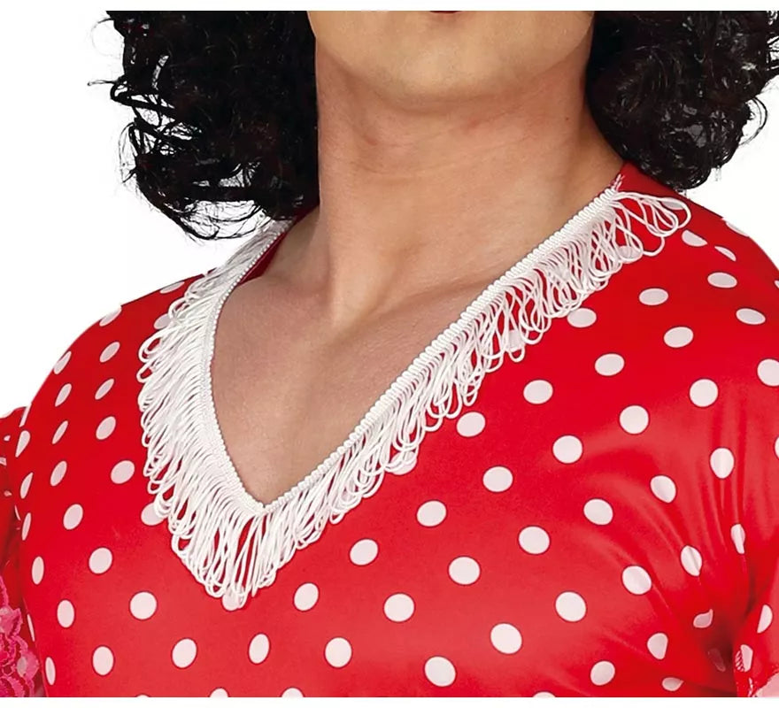 Disfraz de Flamenca Rojo a Lunares para hombre
