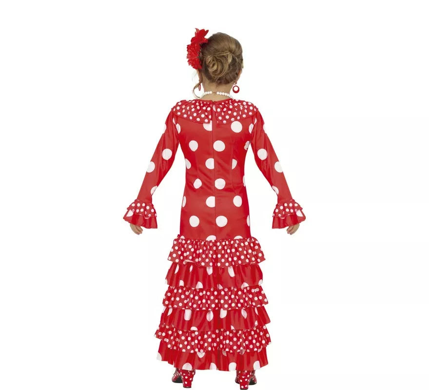 Disfraz de Flamenca Rojo a Lunares para niña