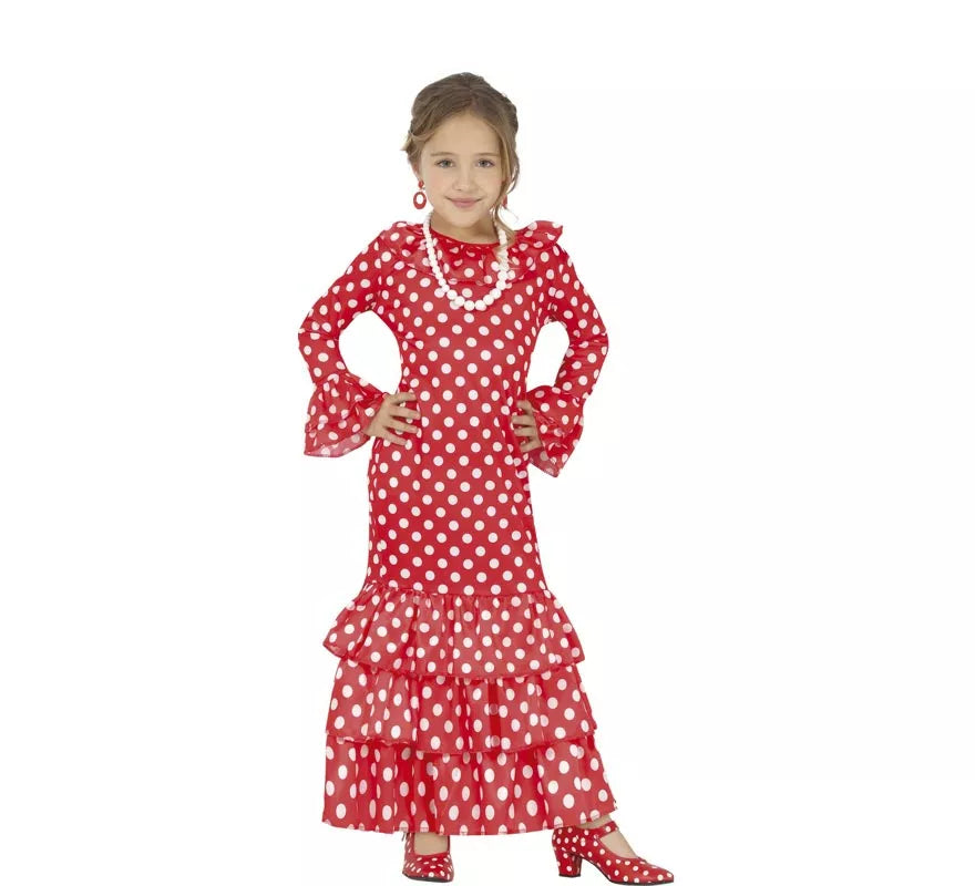 Disfraz de Flamenca Rojo a Lunares para niña