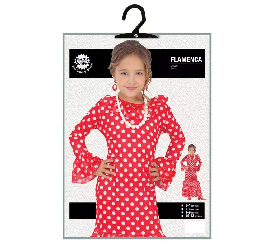 Disfraz de Flamenca Rojo a Lunares para niña