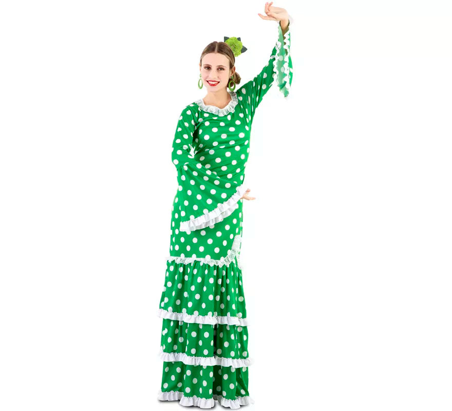 Flamenca Verde con lunares para mujer