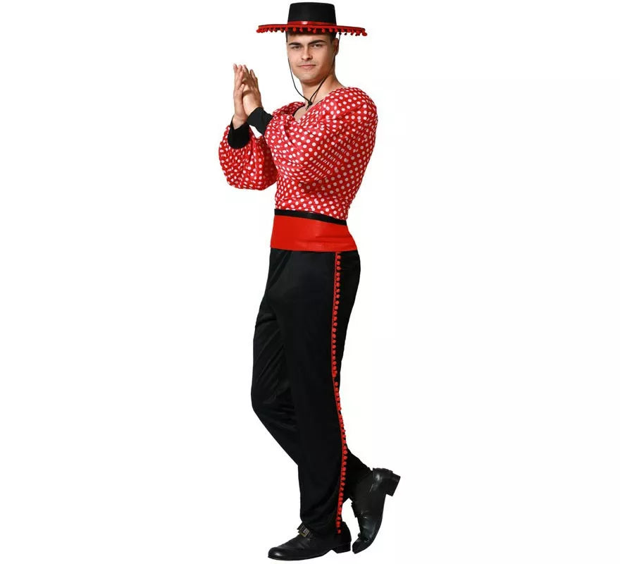 Translation missing: en.Disfraz de Flamenco rojo y negro para hombre