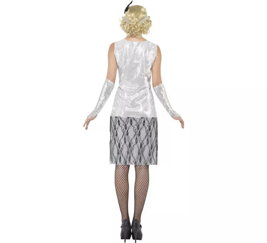 Disfraz de Flapper años 20 Plata para mujer