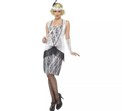 Disfraz de Flapper años 20 Plata para mujer
