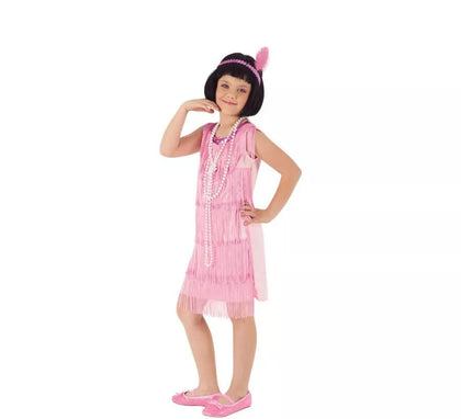 Disfraz de Flapper Charlestón Rosa para niña