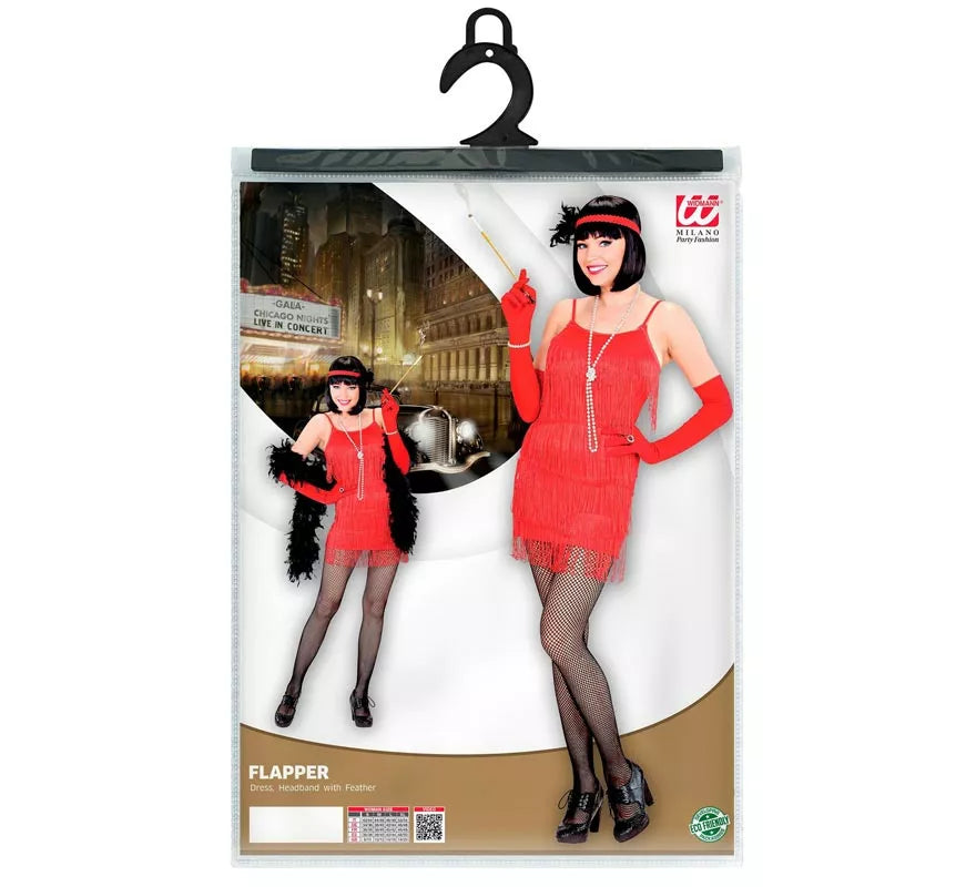 Disfraz de Flapper rojo clásico para mujer