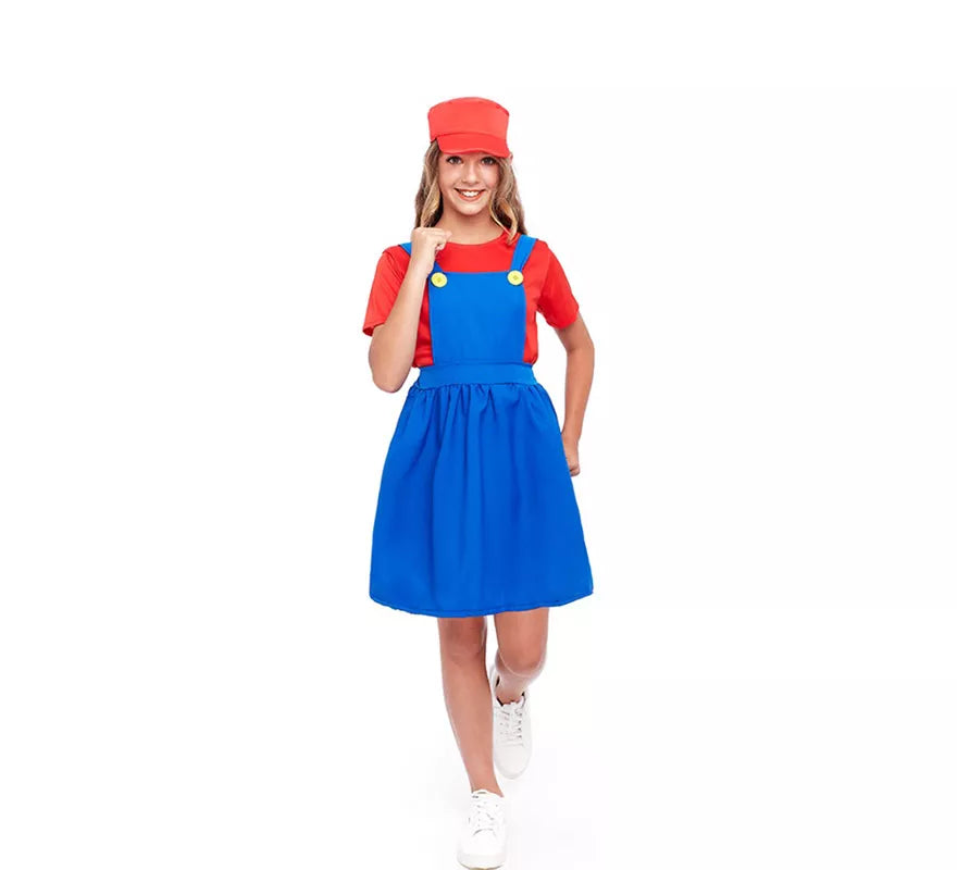 Disfraz de Fontanera Roja de Videojuegos para niña