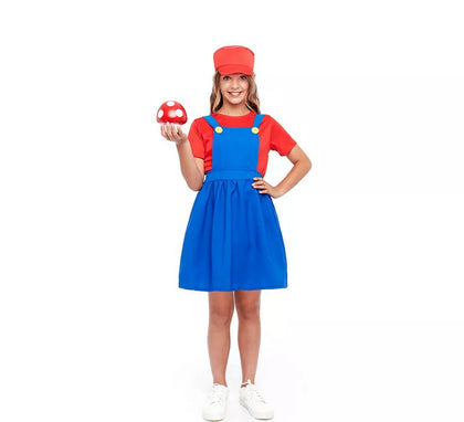 Disfraz de Fontanera Roja de Videojuegos para niña