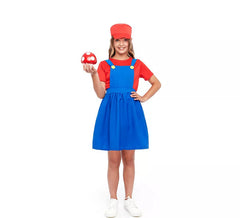 Red Video Game Plumber Costume for Girl
