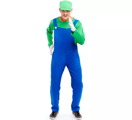 Disfraz de Fontanero verde para hombre
