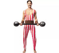 Disfraz de Forzudo rojo y blanco con cinturón para hombre