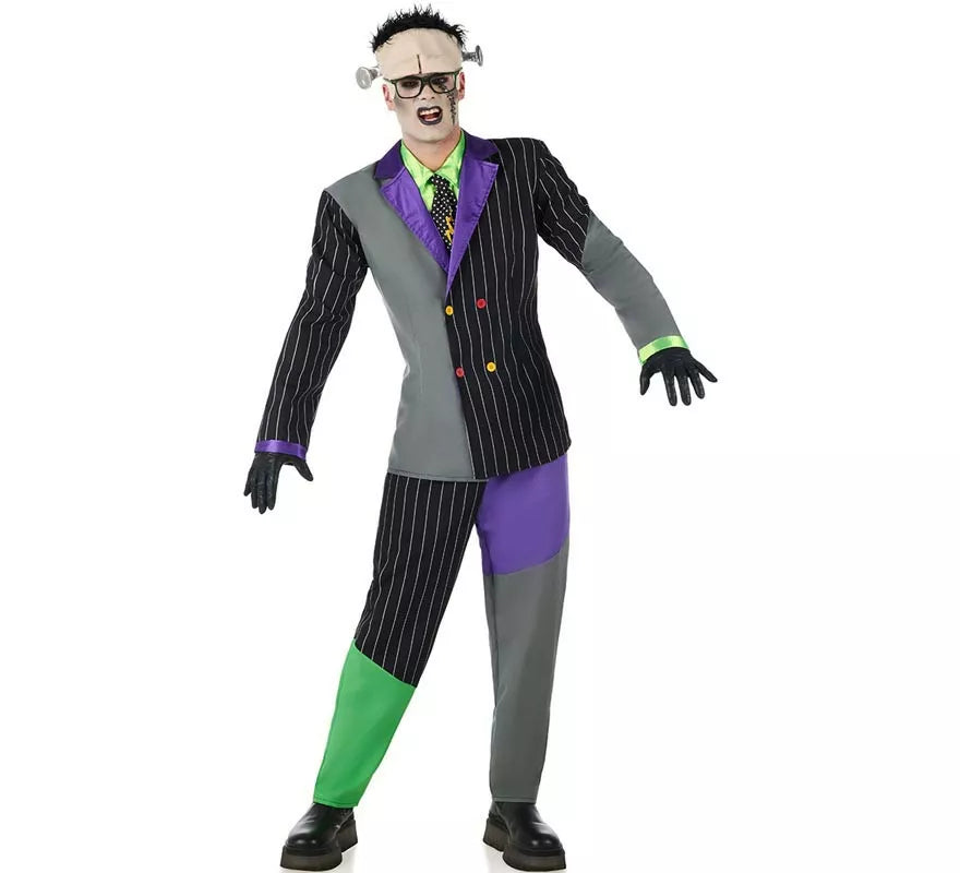 Disfraz de Frankenstein traje a rayas para hombre