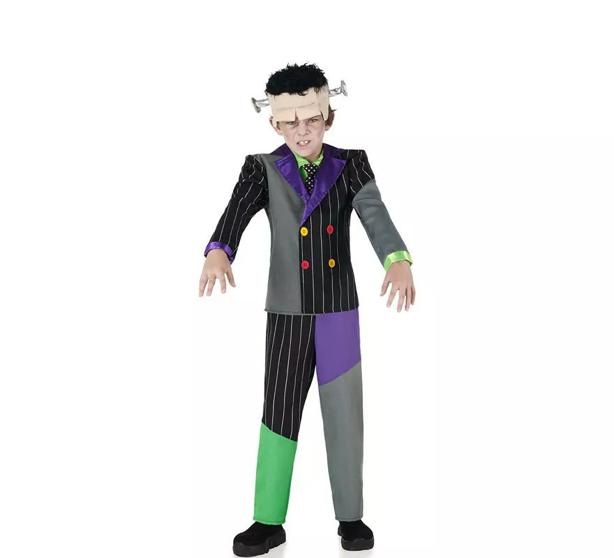 Disfraz de Frankenstein traje a rayas para niño
