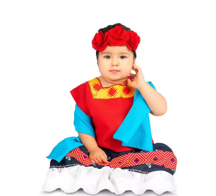 Disfraz de Frida Kahlo Clásica con tocado para bebé y niña