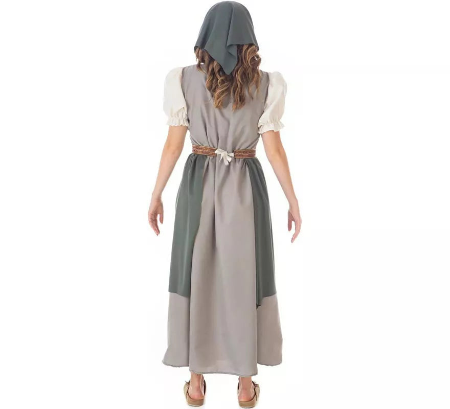Translation missing: en.Disfraz de Frutera Medieval gris con pañuelo para mujer