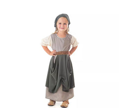 Gray Medieval Fruit Bowl costume with scarf for girl