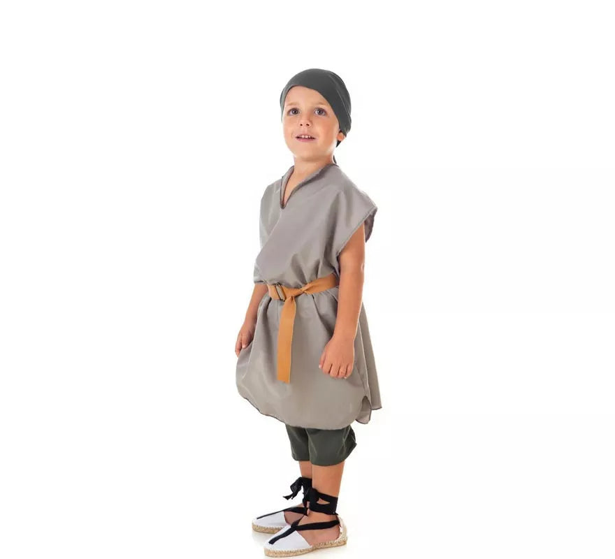 Disfraz de Frutero Medieval gris con pañuelo para niño