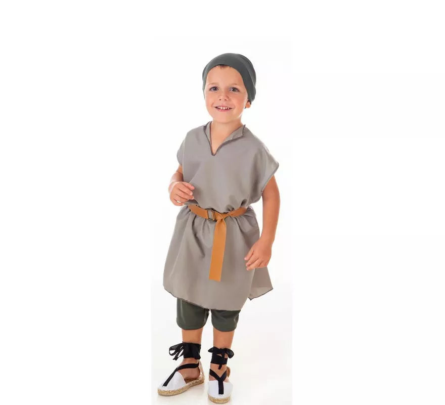 Translation missing: en.Disfraz de Frutero Medieval gris con pañuelo para niño