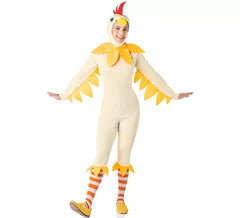 White and yellow chicken costume for women