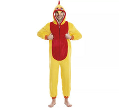 Yellow and Red Rooster Costume for Adults