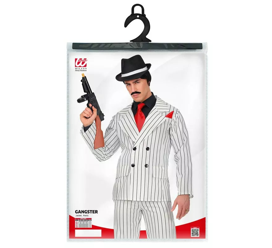 Disfraz de Gángster blanco a rayas para hombre