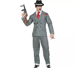 Men's grey striped gangster costume