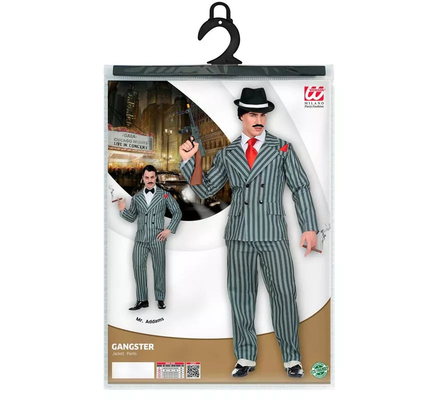 Translation missing: en.Disfraz de Gángster gris a rayas para hombre
