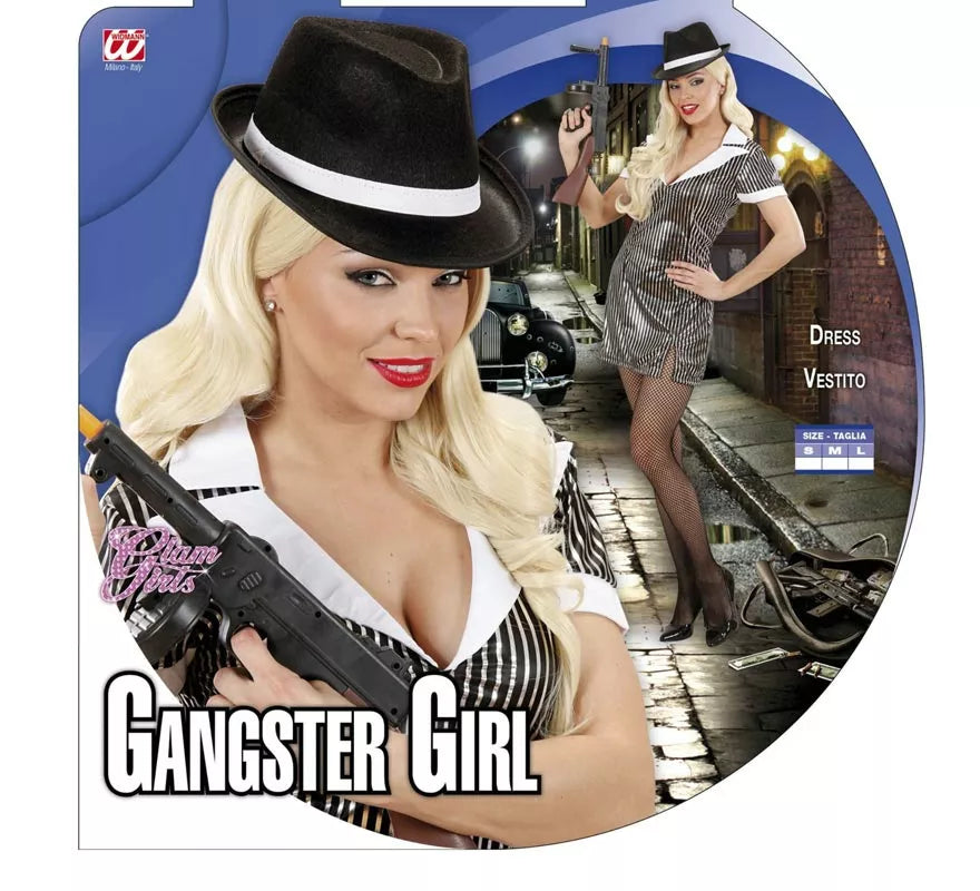 Translation missing: en.Disfraz de Gángster gris a rayas para mujer