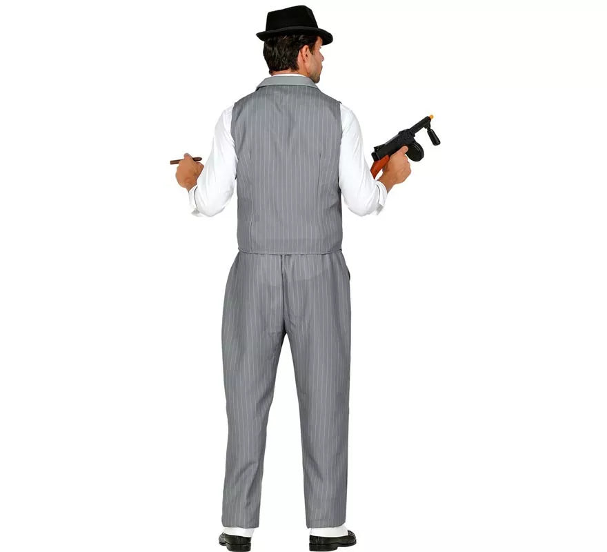 Disfraz de Gángster gris con corbata para hombre
