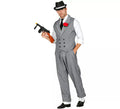 Disfraz de Gángster gris con corbata para hombre