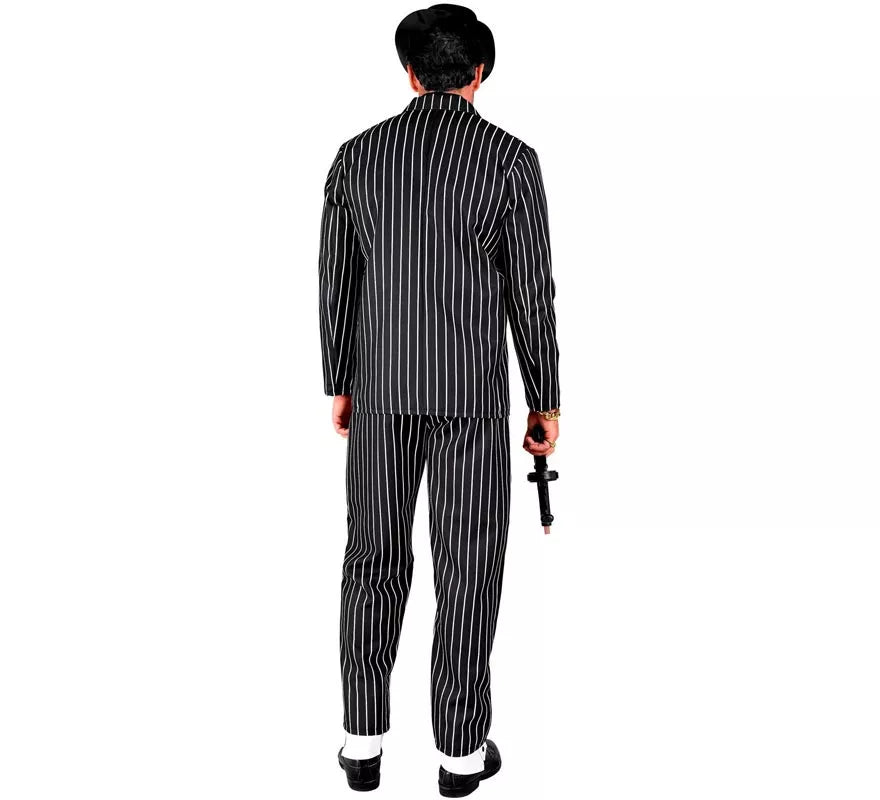 Disfraz de Gángster negro y blanco a rayas para hombre