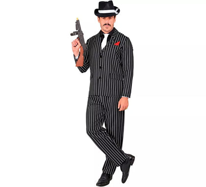 Disfraz de Gángster negro y blanco a rayas para hombre
