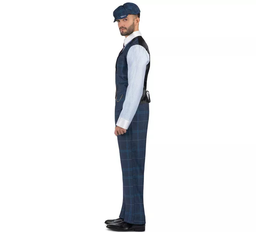 Disfraz de Gánster Inglés a cuadros azules para hombre