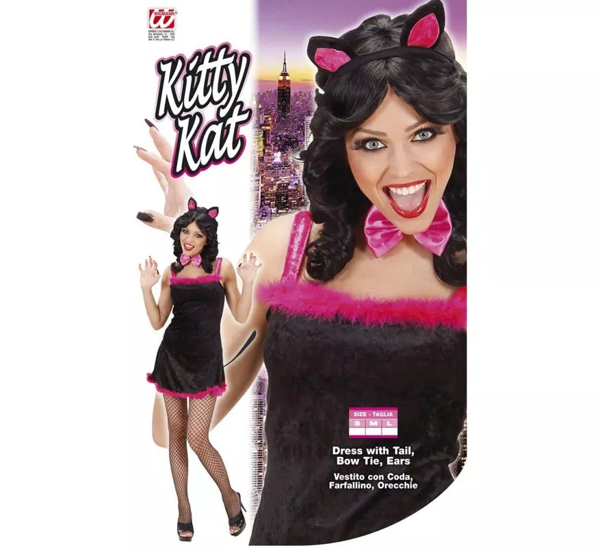 Translation missing: en.Disfraz de Gata en vestido negro de terciopelo para mujer
