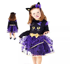 Adorable Black and Purple Cat Costume for Girls